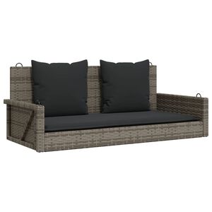 vidaXL Banco columpio con cojines rat&aacute;n sint&eacute;tico gris 119x56x48 cm