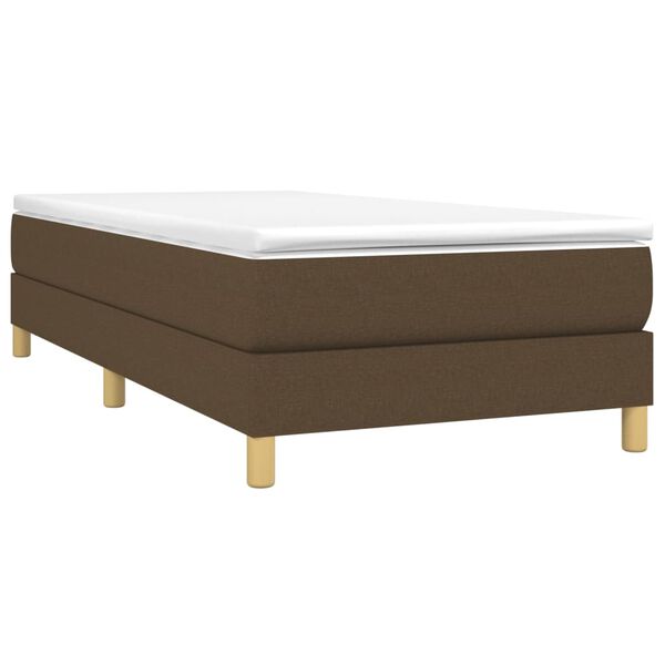 vidaXL Cama box spring con colch&oacute;n tela marr&oacute;n oscuro 90x190 cm