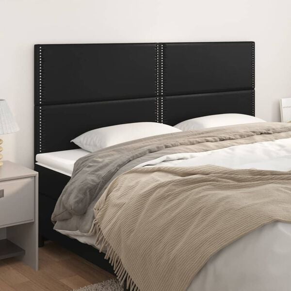 vidaXL Cabecero de cama negro 200x5x118/128 cm piel sint&eacute;tica