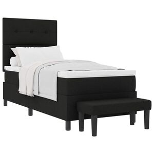 vidaXL Cama tipo Box Spring con cabecera Negro 90 x 190 cm tela