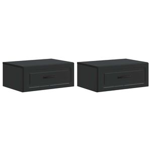 vidaXL Mesita de Noche de Pared 2 pcs Negro 49 x 34,5 x 20 cm