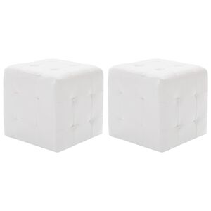vidaXL Puf 2 unidades cuero sint&eacute;tico blanco 30x30x30 cm