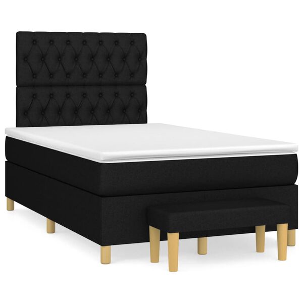 vidaXL Cama box spring con colch&oacute;n tela negro 120x200 cm