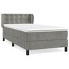 vidaXL Cama box spring con colch&oacute;n terciopelo gris claro 80x200 cm