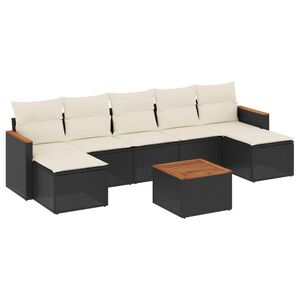 vidaXL Set de sof&aacute;s de jard&iacute;n 8 piezas y cojines rat&aacute;n sint&eacute;tico negro