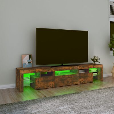 vidaXL Mueble de TV con luces LED color roble ahumado 200x36,5x40 cm
