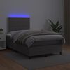 vidaXL Cama box spring con colch&oacute;n LED cuero sint&eacute;tico gris 120x190 cm