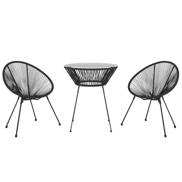 vidaXL Juego de comedor para jardín 3 piezas negro