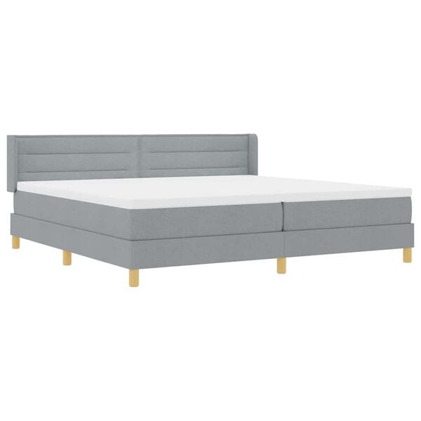 vidaXL Cama tipo Box Spring con colch&oacute;n Gris Claro 200 x 200 cm tela