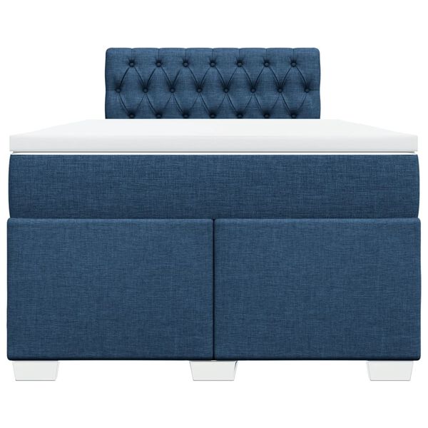 vidaXL Cama box spring con colch&oacute;n tela azul 120x200 cm