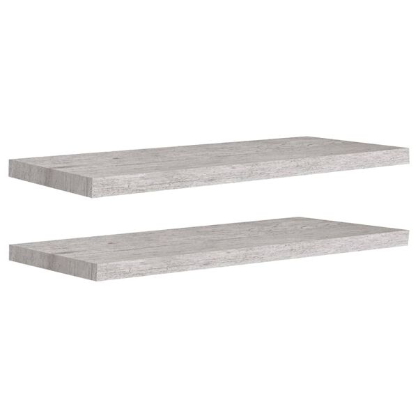 vidaXL Estante flotante pared 2 uds MDF gris hormig&oacute;n 80x23,5x3,8 cm