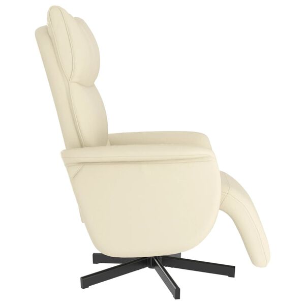 vidaXL Sill&oacute;n reclinable con reposapi&eacute;s cuero sint&eacute;tico color crema
