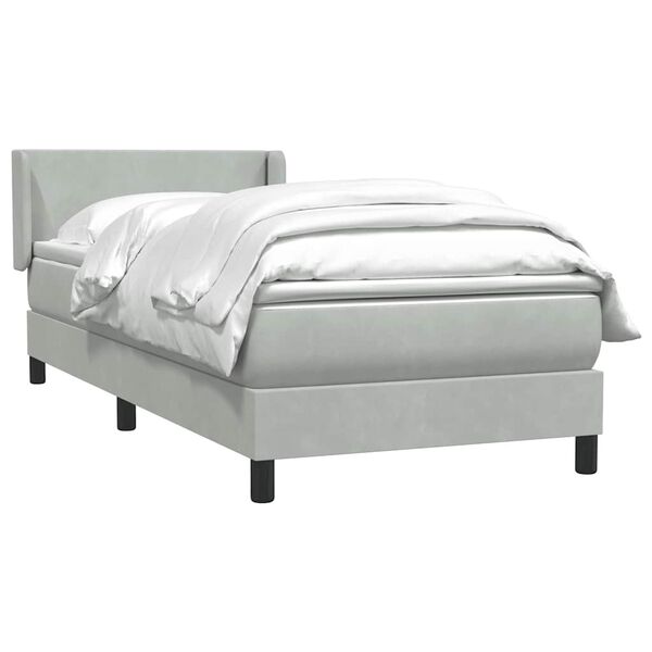 vidaXL Cama box spring con colch&oacute;n terciopelo gris claro 80x210 cm
