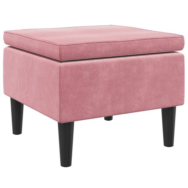 vidaXL Taburete con patas de madera terciopelo rosa