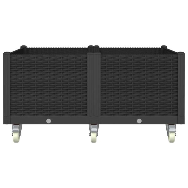 vidaXL Jardinera con ruedas PP negro 100x80x54 cm