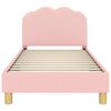 vidaXL Cama para ni&ntilde;os con cabecero Rosa 80 x 160 cm Tela de Oveja
