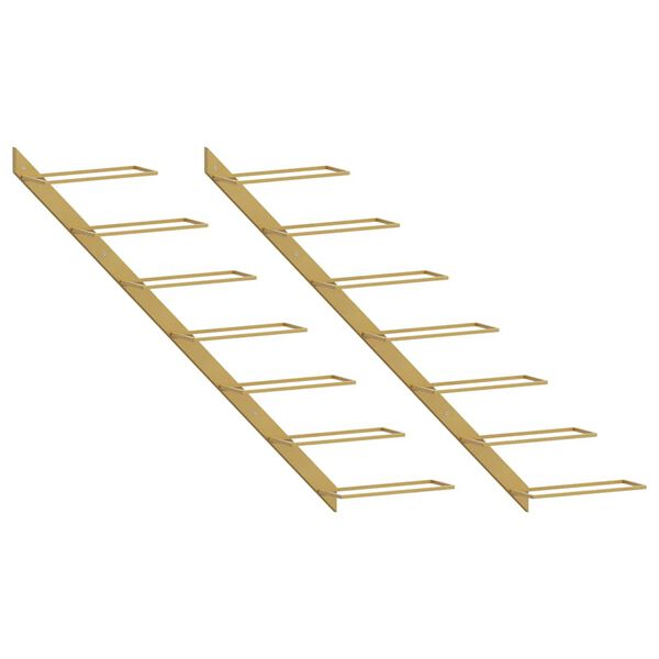 vidaXL Botellero de pared para 7 botellas 2 unidades metal dorado
