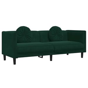 vidaXL Sof&aacute; con cojines 3 plazas terciopelo verde oscuro