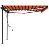 vidaXL Toldo autom&aacute;tico LED sensor de viento naranja y marr&oacute;n 4x3 m