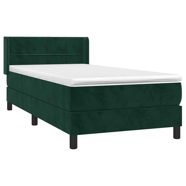 vidaXL Cama box spring con colch&oacute;n terciopelo verde oscuro 100x200 cm