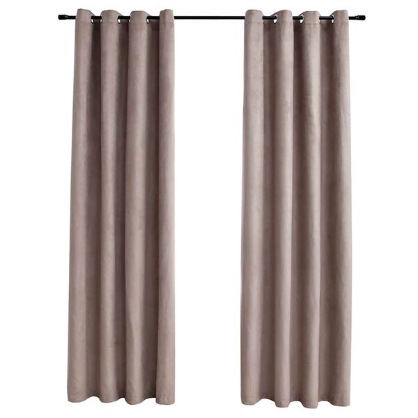 vidaXL Cortinas opacas con aros de metal 2 piezas gris topo 140x245 cm