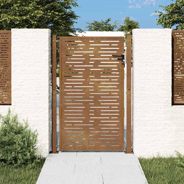 vidaXL Puerta de jardín 100x150 cm de acero corten con diseño cuadrado