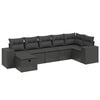 vidaXL Set de comedor de jard&iacute;n 7 pzas y cojines rat&aacute;n sint&eacute;tico negro