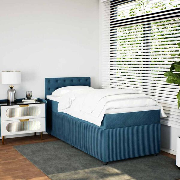 vidaXL Cama box spring con colch&oacute;n terciopelo azul 100x200 cm