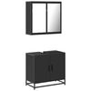 vidaXL Juego de muebles de ba&ntilde;o 2 pzas madera contrachapada negro
