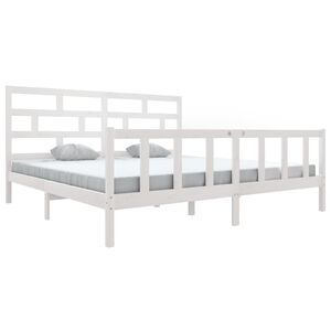 vidaXL Estructura de cama madera maciza blanco Super King 180x200 cm