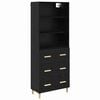 vidaXL Aparador alto Roble Negro 69,5 x 32,5 x 180 cm