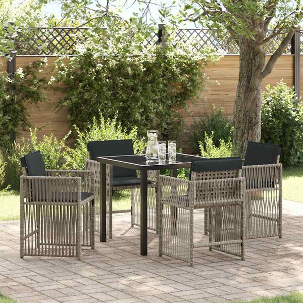 vidaXL Conjunto de Comedor de Jard&iacute;n 5 pcs Gris Claro rat&aacute;n sint&eacute;tico