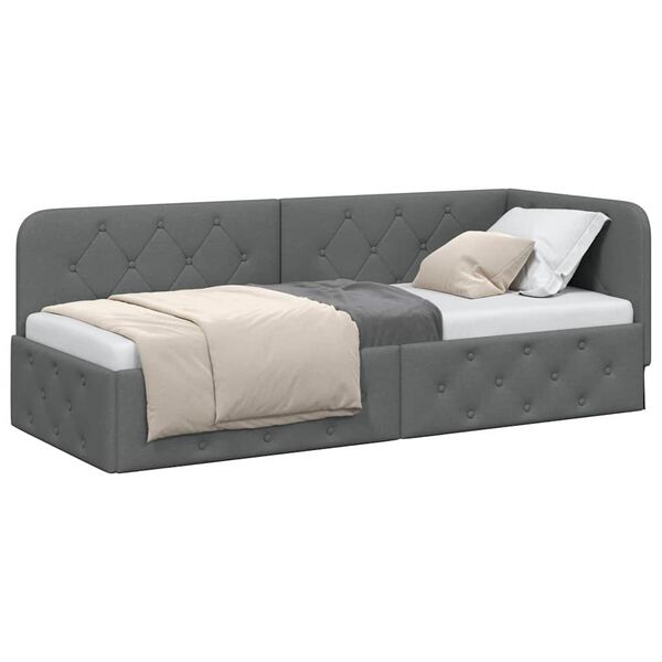 vidaXL Estructura de cama en esquina Gris oscuro 80 x 200 cm tela