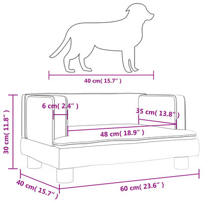 vidaXL Cama para perros de terciopelo negro 60x40x30 cm