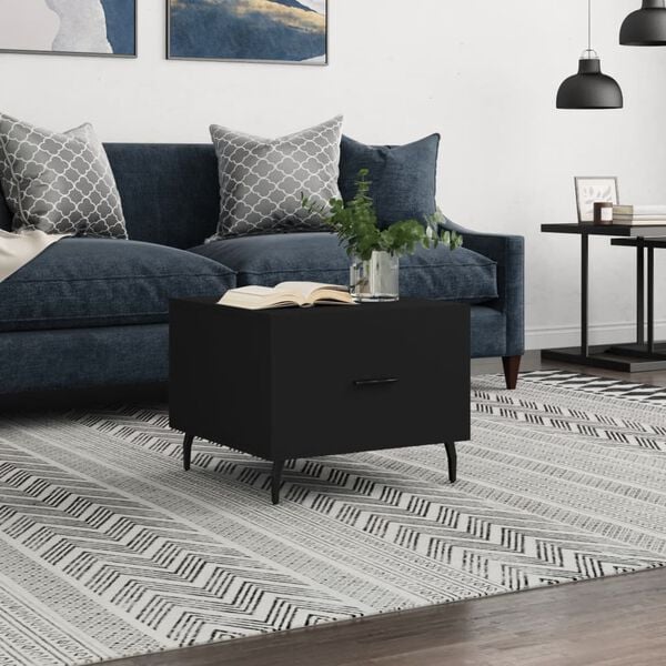 vidaXL Mesa de centro madera contrachapada negro 50x50x40 cm