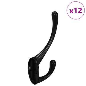 vidaXL Ganchos para ropa 12 uds. Negro 102 x 29 x 47mm