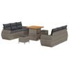 vidaXL Conjunto de sof&aacute; de jard&iacute;n 9 uds. Gris rat&aacute;n sint&eacute;tico