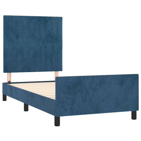 vidaXL Estructura de cama sin colch&oacute;n terciopelo azul oscuro 100x200cm