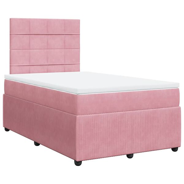 vidaXL Cama box spring con colch&oacute;n terciopelo rosa 120x190 cm