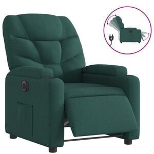 vidaXL Sill&oacute;n reclinable el&eacute;ctrico tela verde oscuro