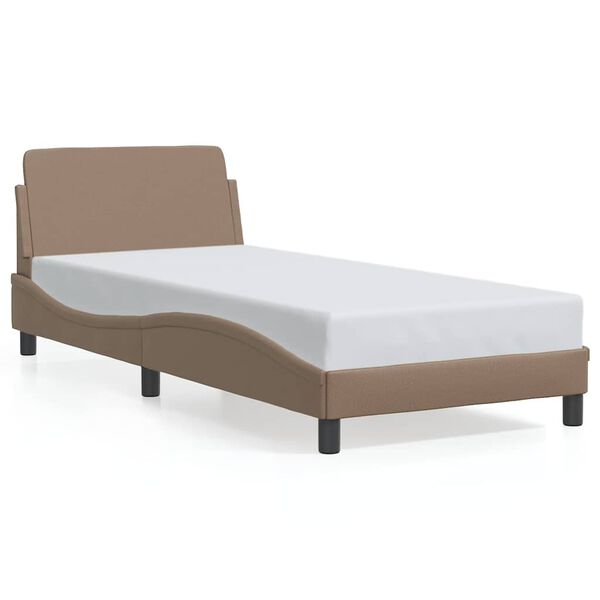 vidaXL Estructura de cama Dover cuero sint&eacute;tico capuchino 90x190 cm