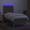 vidaXL Cama box spring colchón y luces LED tela gris taupe 90x190 cm