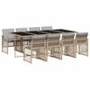 vidaXL Set comedor de jard&iacute;n 9 pzas con cojines rat&aacute;n sint&eacute;tico beige
