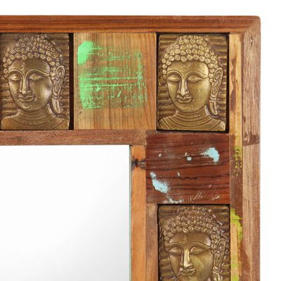 vidaXL Espejo con enchapado de Buda madera maciza reciclada 80x50 cm