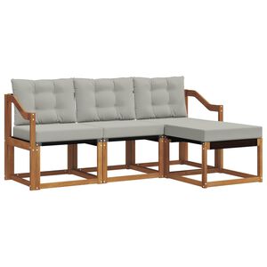 vidaXL Conjunto de sof&aacute;s de exterior 4 uds. Gris Natural y Claro