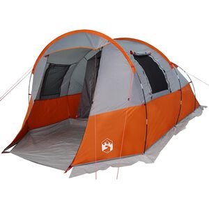vidaXL Tienda de camping con t&uacute;nel 4 personas impermeable gris naranja