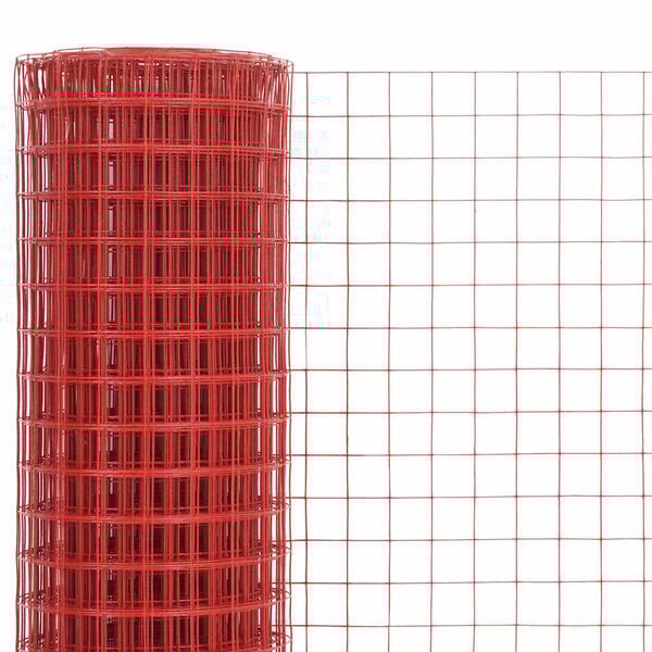 vidaXL Alambrada de gallinero acero revestimiento PVC rojo 10x1 m
