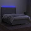 vidaXL Cama box spring colch&oacute;n y luces LED tela gris claro 140x190 cm