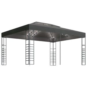 vidaXL Cenador con tira de luces LED gris antracita 3x4 m