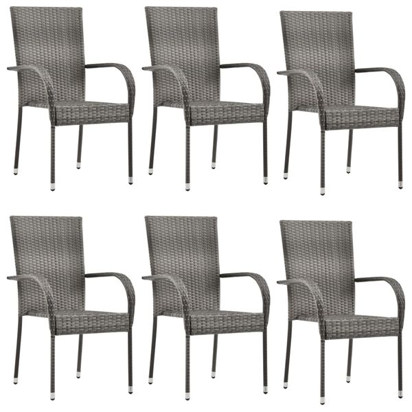 vidaXL Set de muebles de comedor de jardín 7 piezas ratán PE gris